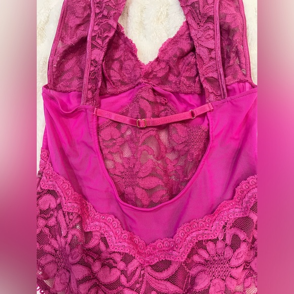 Free People FUCHSIA FIZZ Speed Date Lace Bodysuit, US Small NWT - Picture 9 of 10